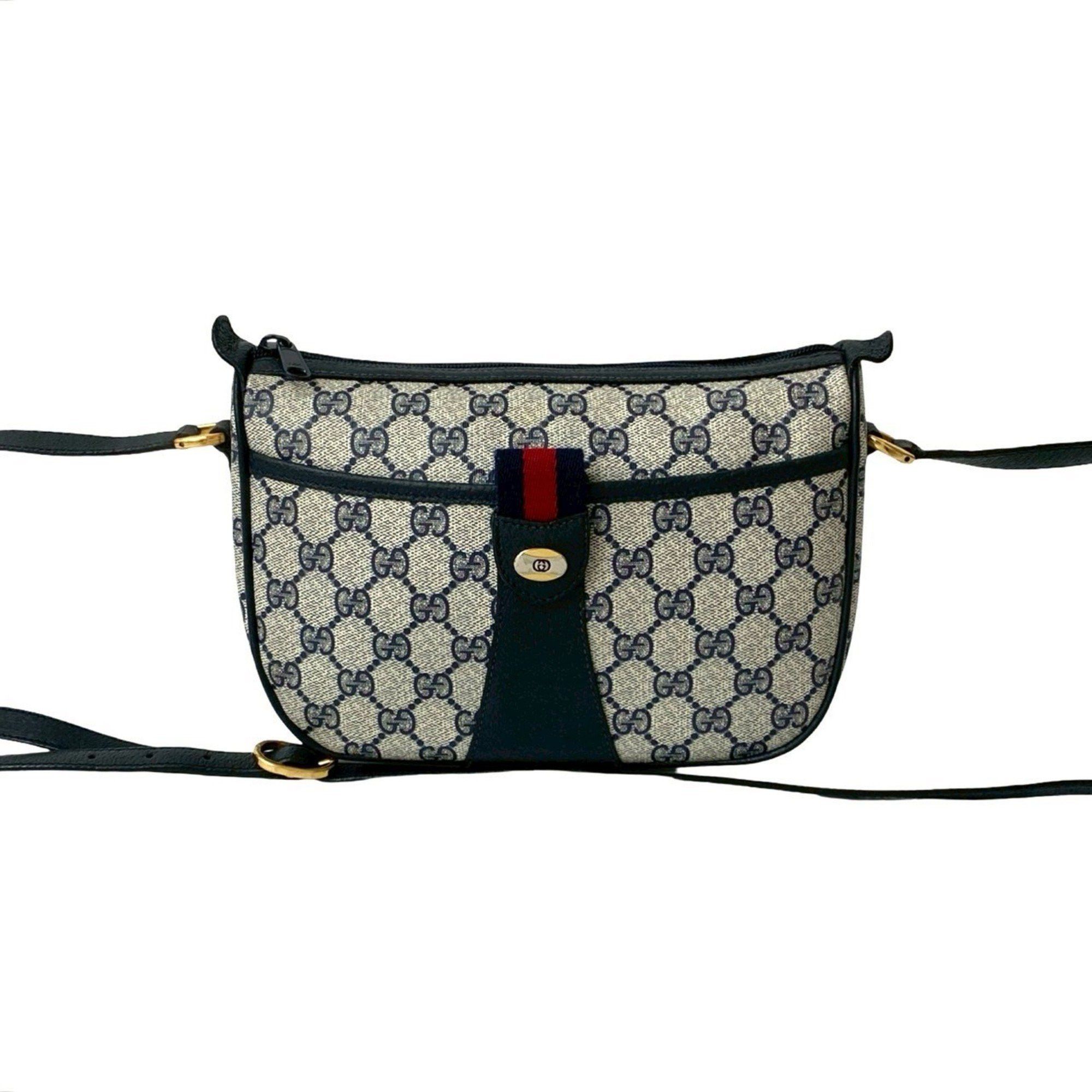 GUCCI Old Gucci Sherry Line GG Logo Hardware Leather Shoulder Bag