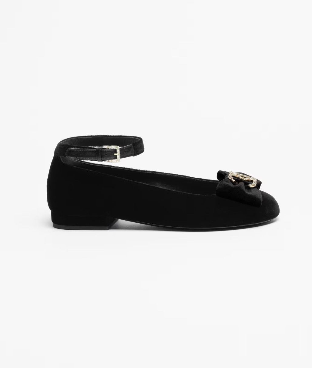 Chanel Chanel 24K Velvet Crystal CC Bow AnkleStrap Ballet Flat 36.5 Size US 6.5 / IT 36.5 - 4 Thumbnail