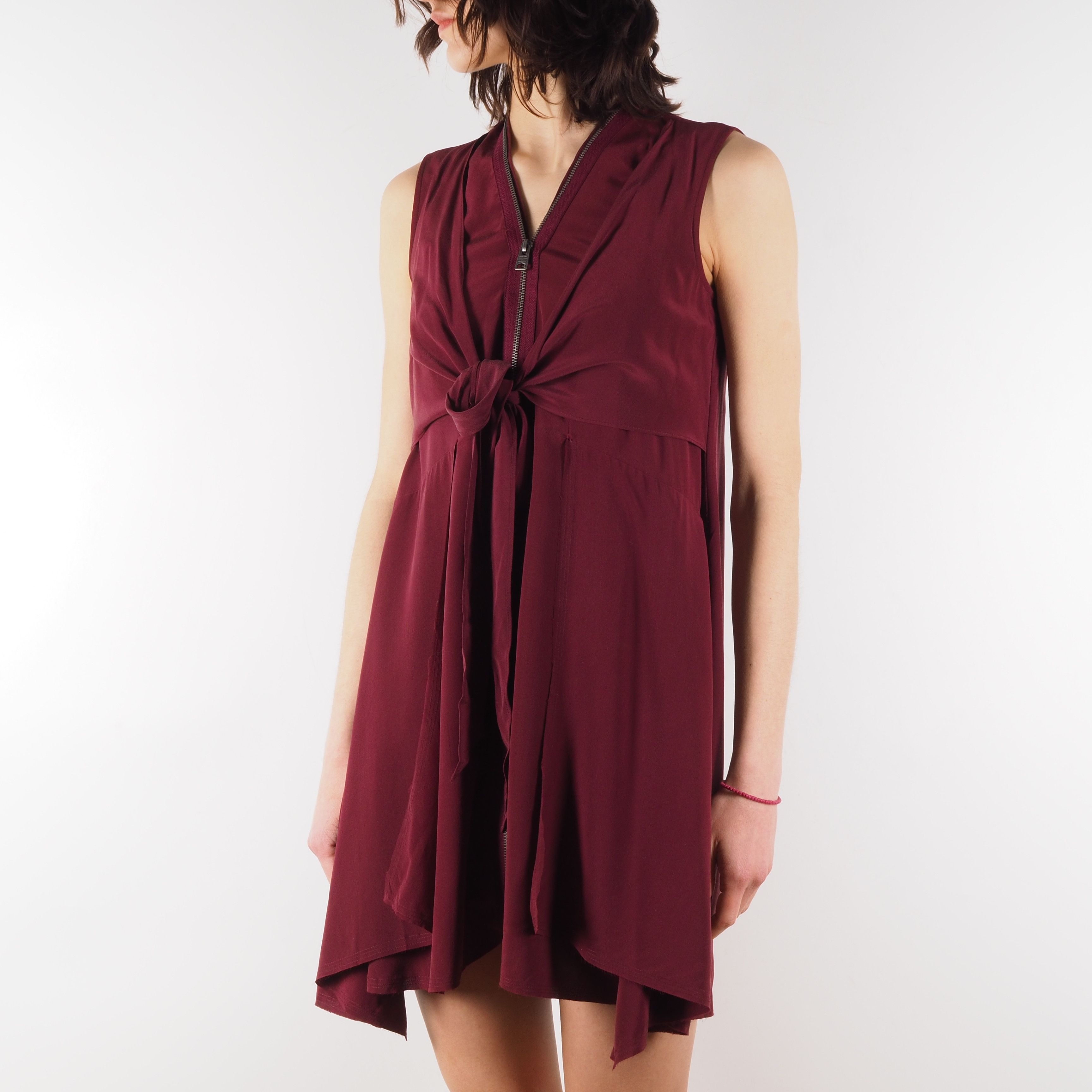 AllSaints Jayda Burgundy Red Zip Silk Dress