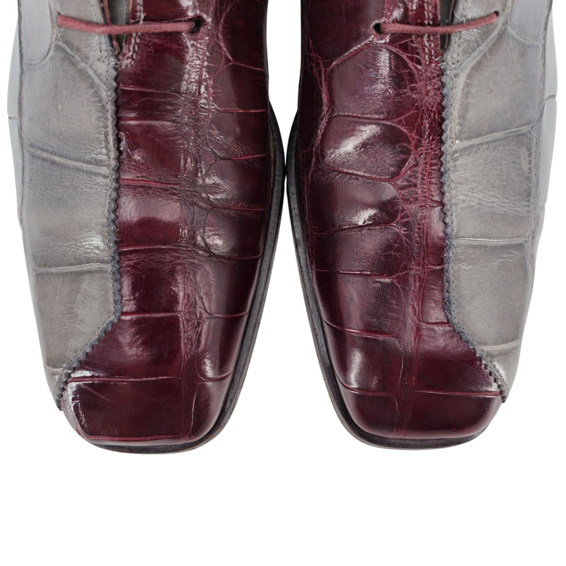 Mauri Vintage Mauri Exotic Alligator Burgundy Gray Dress Shoes 13M Size US 13 / EU 46 - 10 Thumbnail