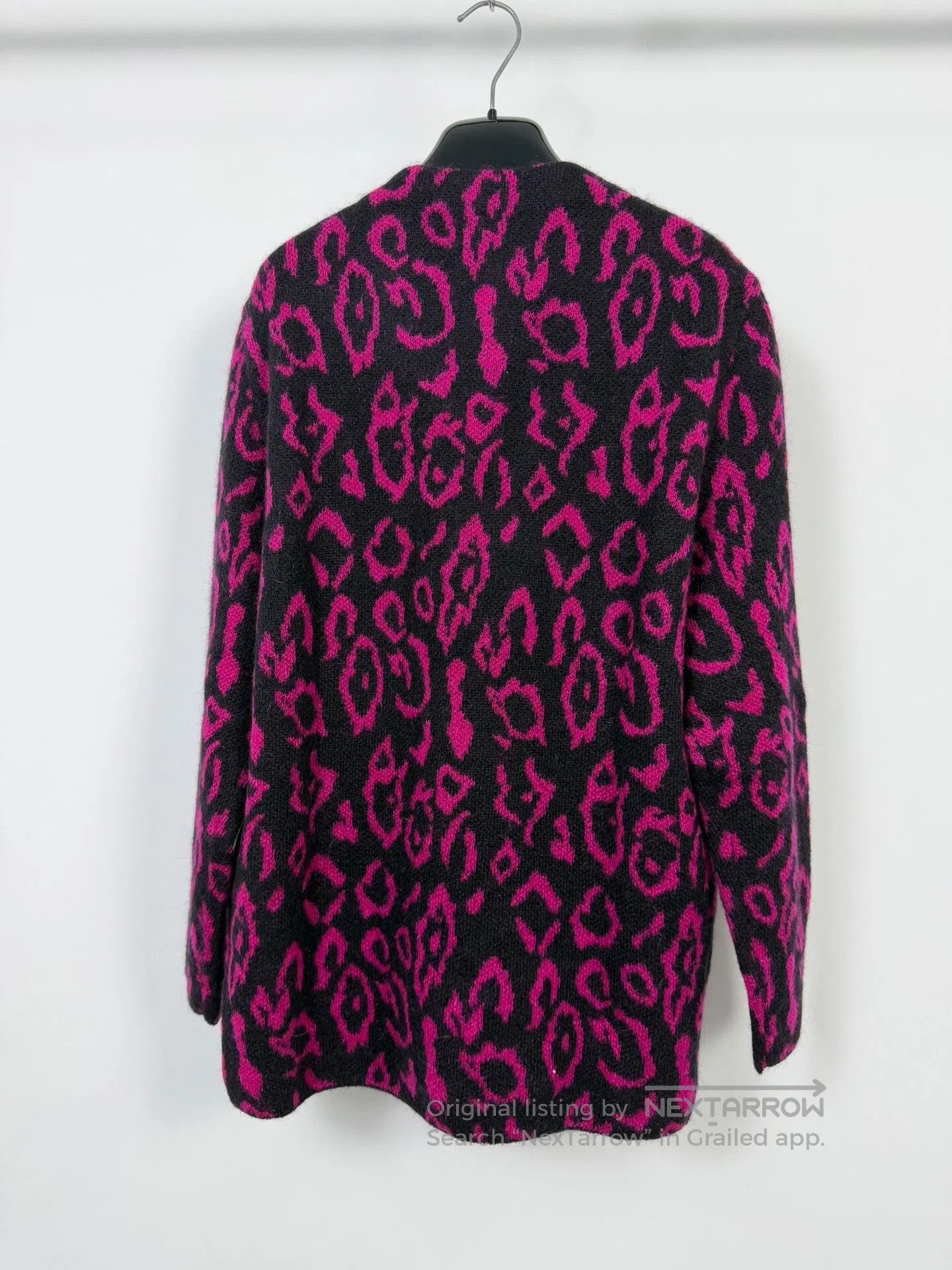 Saint Laurent Paris Saint Laurent Pink Leopard Knit Cardigan. Size M / US 6-8 / IT 42-44 - 2 Thumbnail