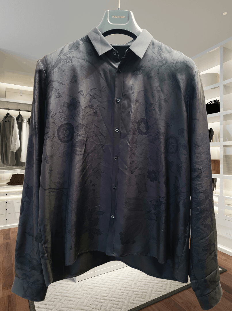 Gucci $1750 Gucci Dark Green Silk Floral Shirt Size US L / EU 52-54 / 3 - 2 Thumbnail