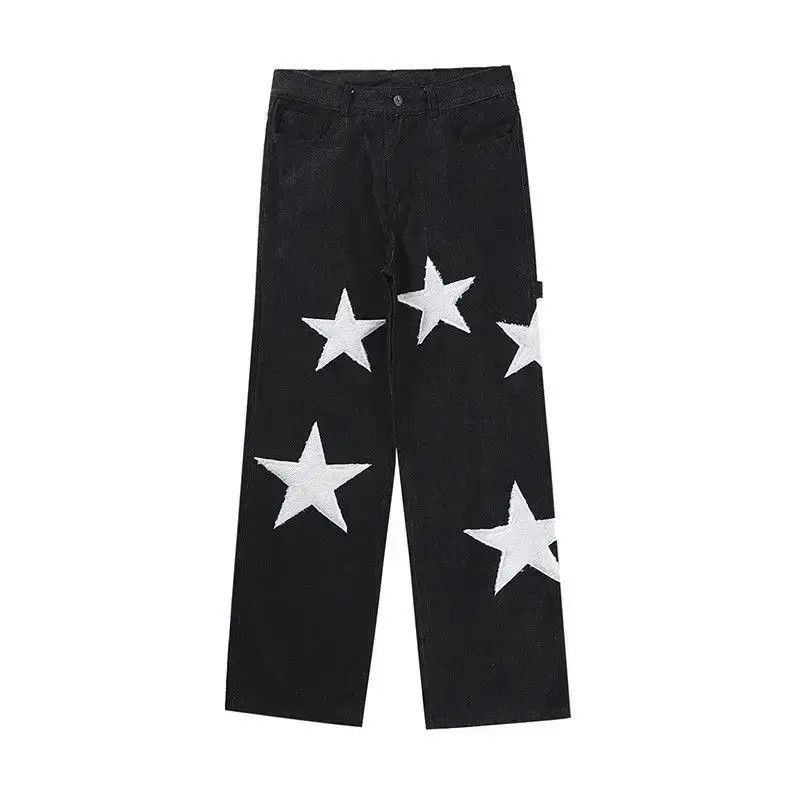 Japanese Brand Retro-style Jeans Ripped Baggy Trousers Star Harajuku style Size US 30 / EU 46 - 4 Thumbnail