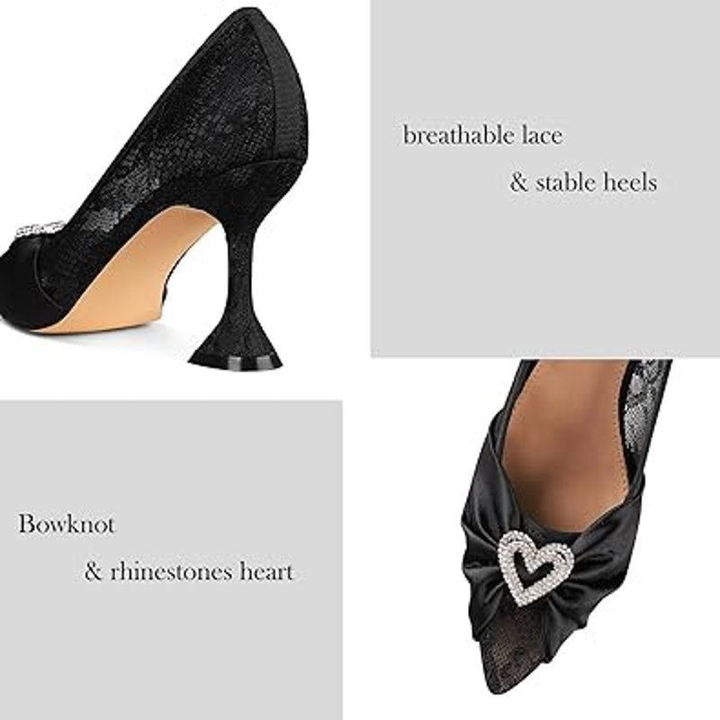 Other Aminugal Women’s Size 9.5 Black Lace Silver Heart Heels Size US 9.5 / IT 39.5 - 2 Thumbnail