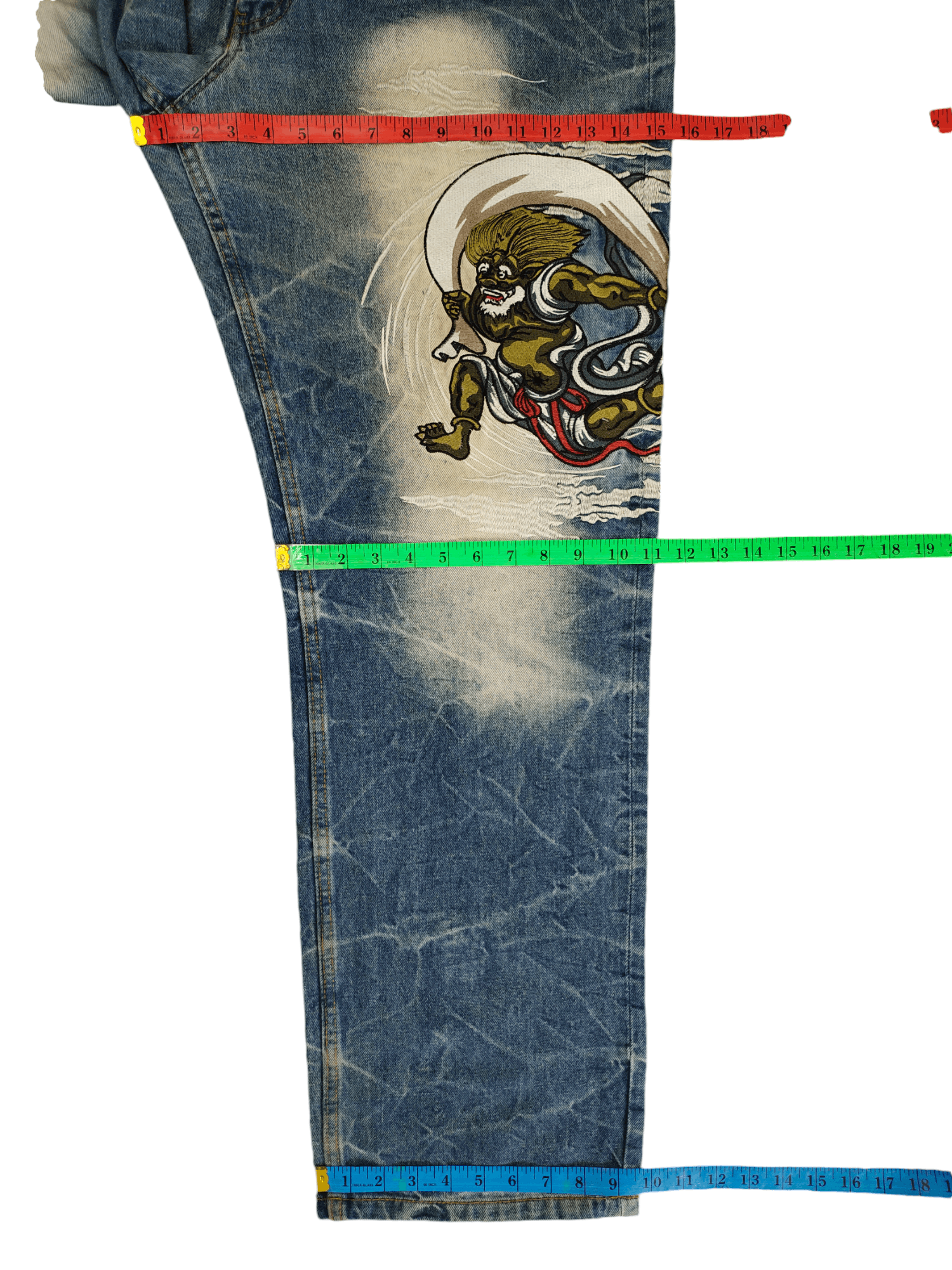 Karakuri Tamashii Fugutaiten Raijin And Fujin Embroidered Jeans Karakuri Y2k Size US 40 / EU 56 - 10 Thumbnail