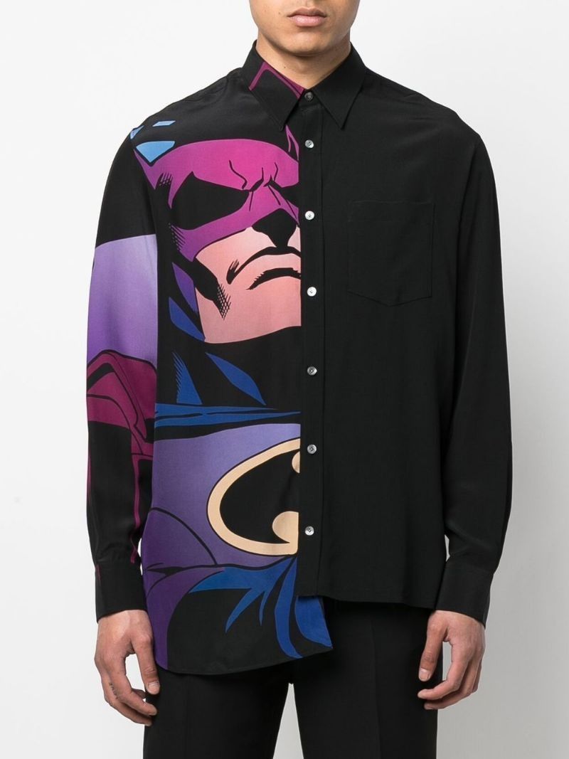 Lanvin o1tko10825 Comics Printed Docking Silk Shirt in Multicolor Size US XL / EU 56 / 4 - 3 Thumbnail