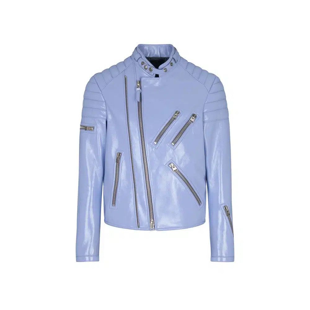 Tom Ford o1loc1c0325 LXI002 Biker Jacket in Light Blue Size US M / EU 48-50 / 2 - 1 Thumbnail