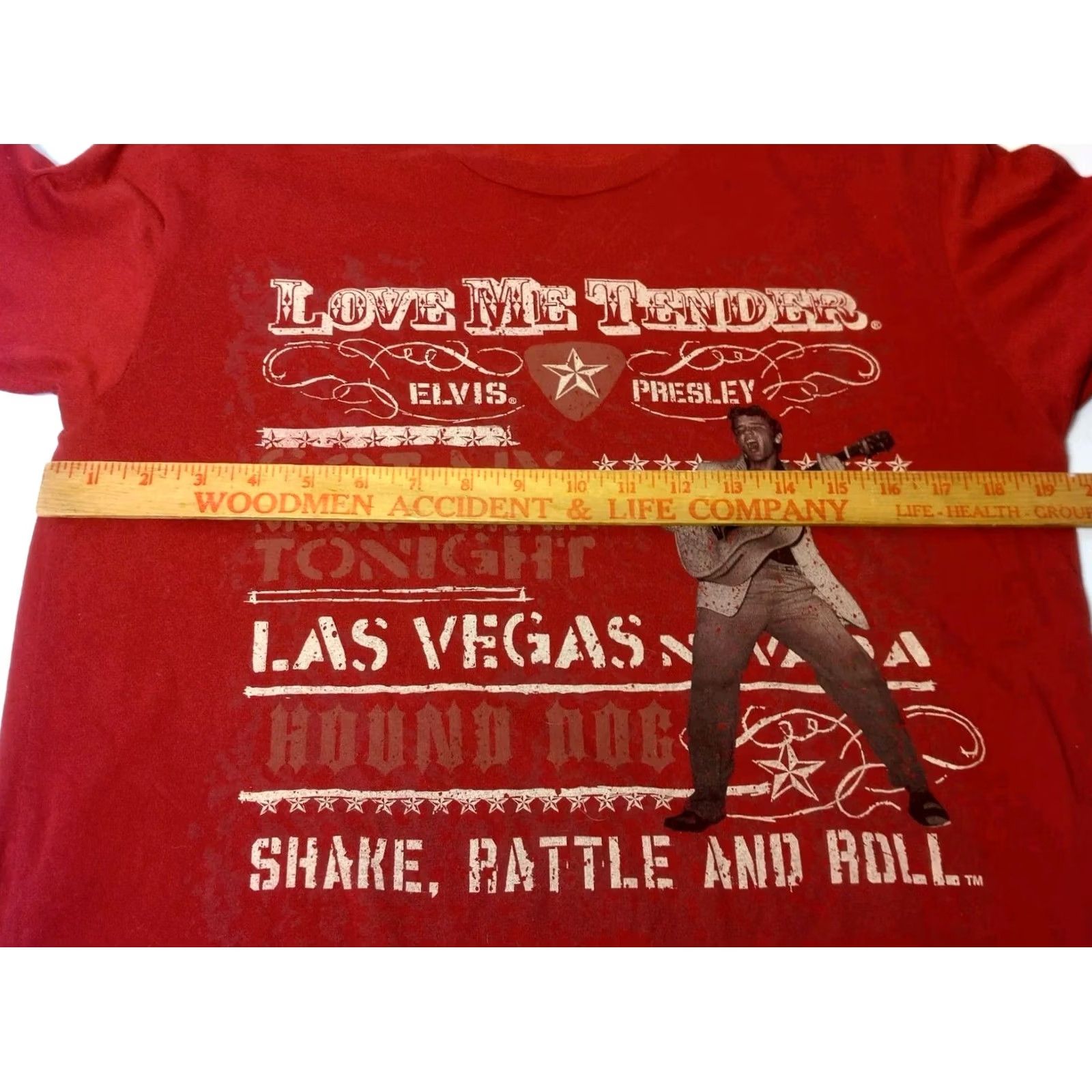 Vintage Elvis Presley Shirt M Red Love Me Tender Las Vegas Shake Rattle And Roll Mens T-Shirt Crew Neck Short Sleeve Cotton Knit Graphic 60s 70s Rock N Roll Size US M / EU 48-50 / 2 - 6 Thumbnail