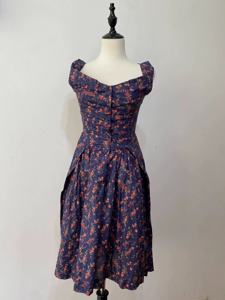 Vivienne Westwood Vivienne Westwood A dark blue floral swing collar corset d Size XS / US 0-2 / IT 36-38 - 4 Thumbnail
