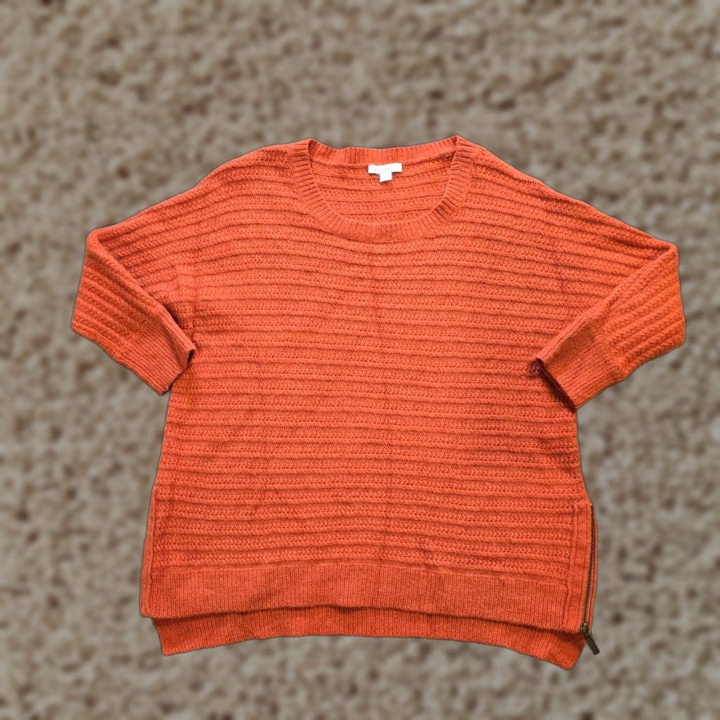 Vintage Garnet Hill Sweater Womens Size L Orange Wool Angora Rabbit Hair Textured Casual Pullover Knit Long Sleeve Round Neck Classic, Regular Fit, Women Size L / US 10 / IT 46 - 1 Thumbnail