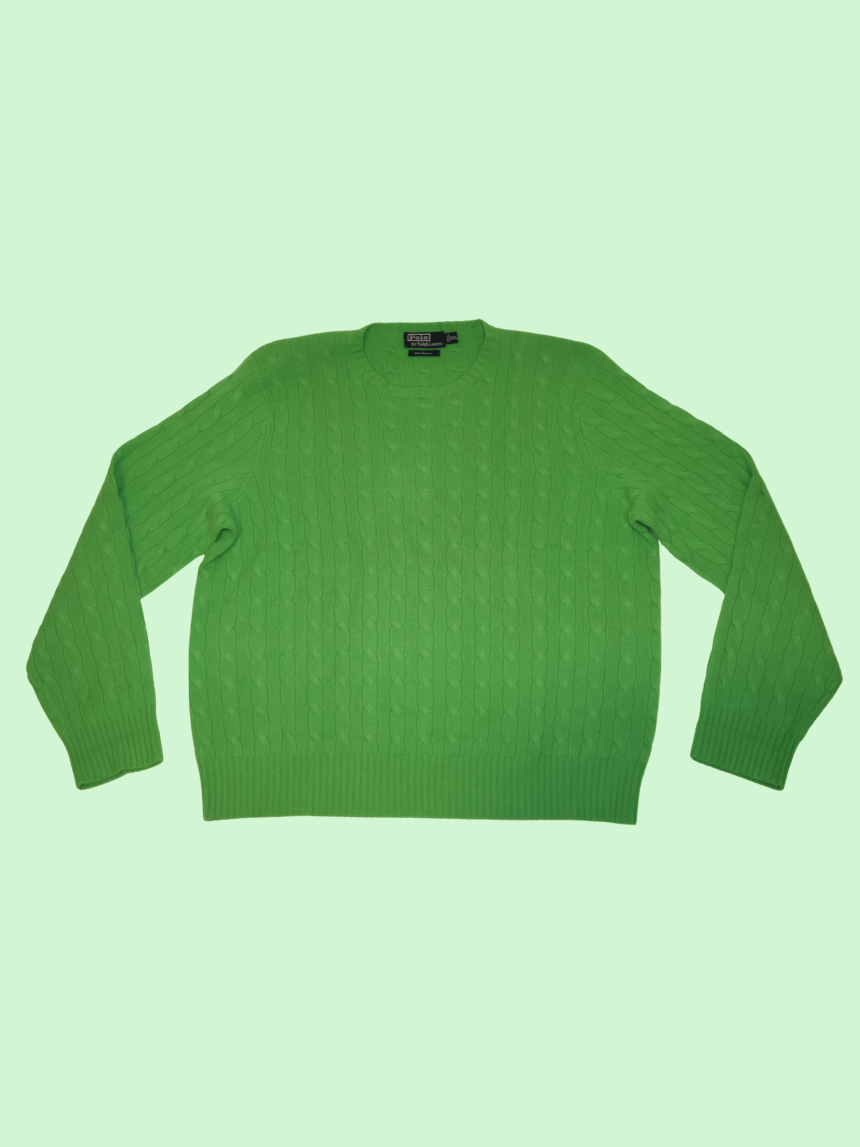 image of Polo Ralph Lauren Polo By Ralph Laurent 100% Cashmere Crewneck ($395 Retail) in Lime Green (Size 2X