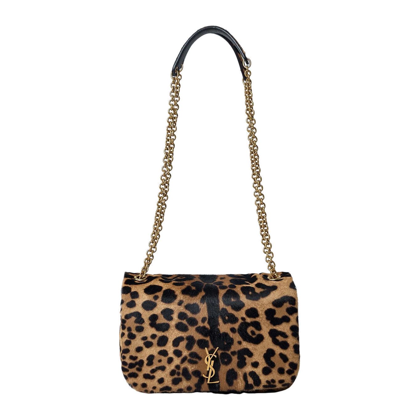 SAINT LAURENT Kate Black/Brown Pony Hair Leather Shoulder Ba