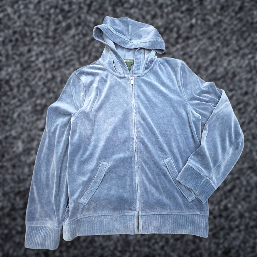 Ralph Lauren Ralph Lauren Active Blue Velour Track Hooded Zip-Up Jacket Women M Size M / US 6-8 / IT 42-44 - 1 Thumbnail