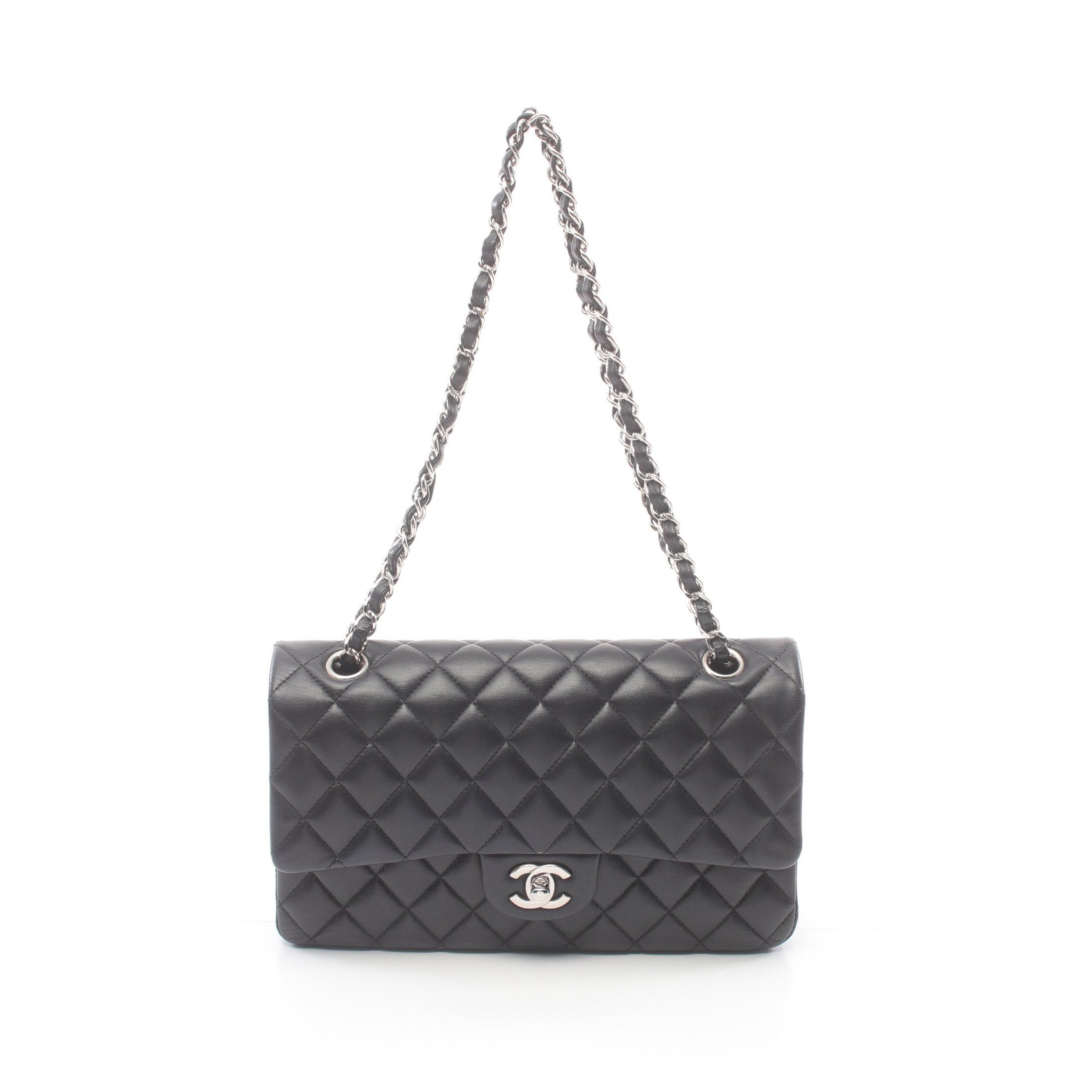 Chanel Chanel Matelasse Double Flap Chain Shoulder Bag Lambskin Black Silver Hardware Size ONE SIZE - 1 Thumbnail