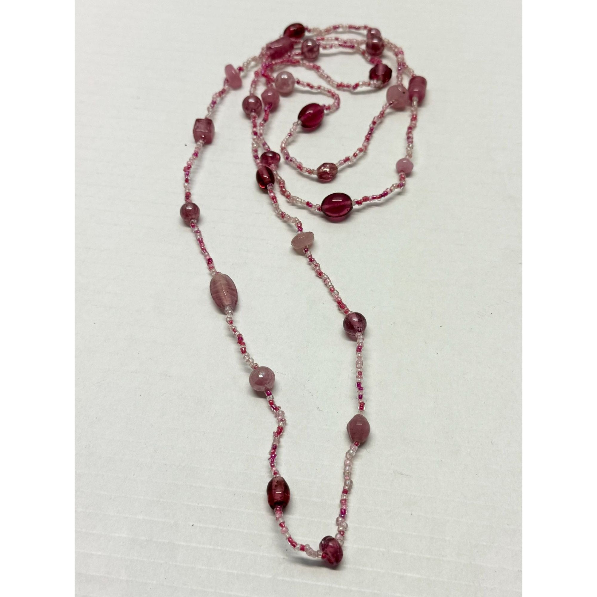 Vintage Vintage pink art glass beaded necklace Size ONE SIZE - 2 Thumbnail