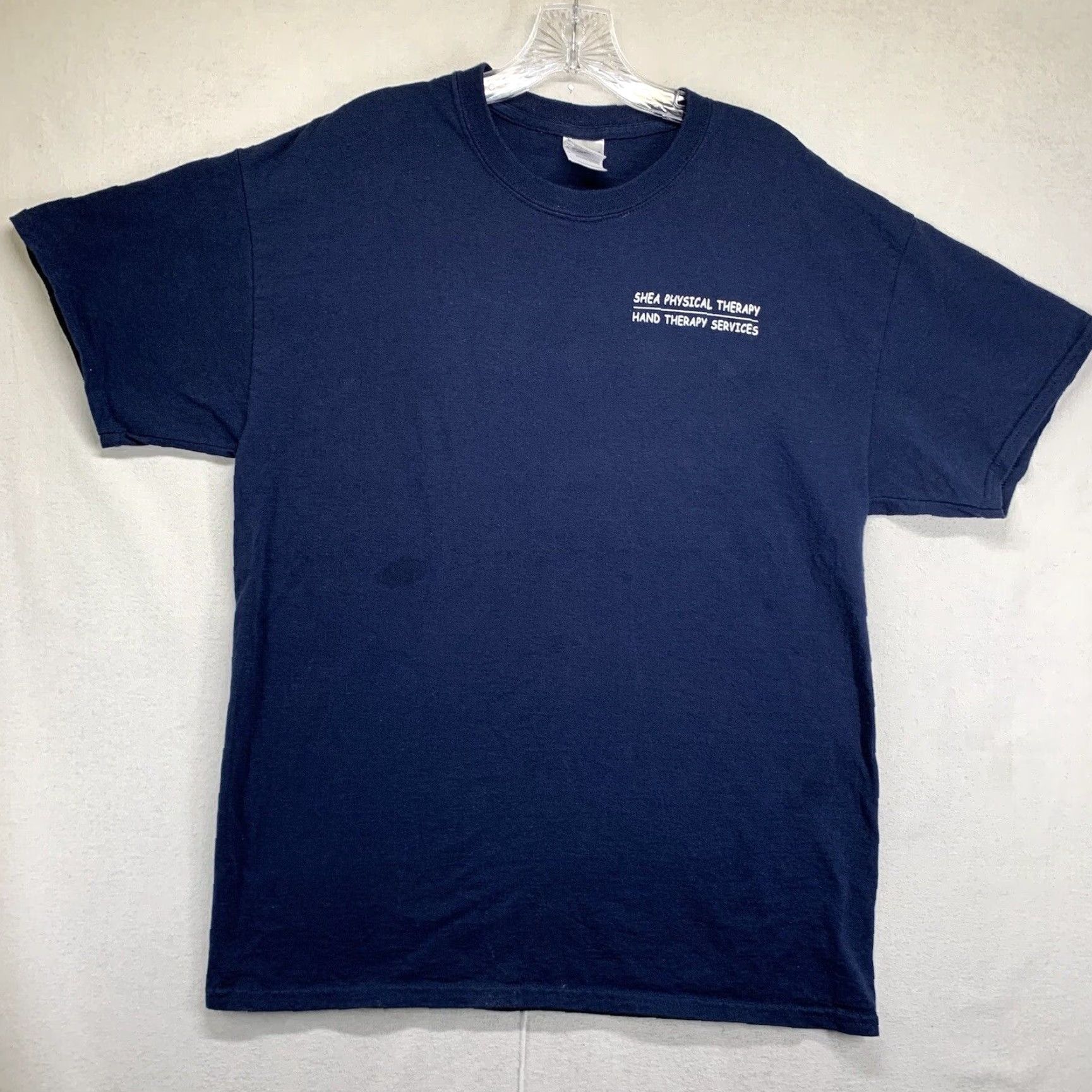 Gildan VINTAGE Gildan Men’s T-Shirt Short Sleeve Crew Neck Cotton Blend Navy Blue 80s 90s Physical Therapy Graphic Print Size US M / EU 48-50 / 2 - 3 Thumbnail