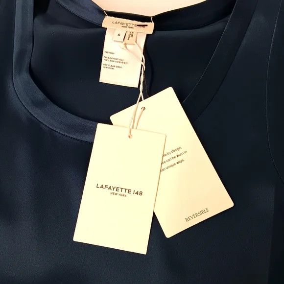 Lafayette 148 LAFAYETTE 148 Perla Luxe Blue Silk Charmeuse Blouse - (S) Size S / US 4 / IT 40 - 9 Thumbnail