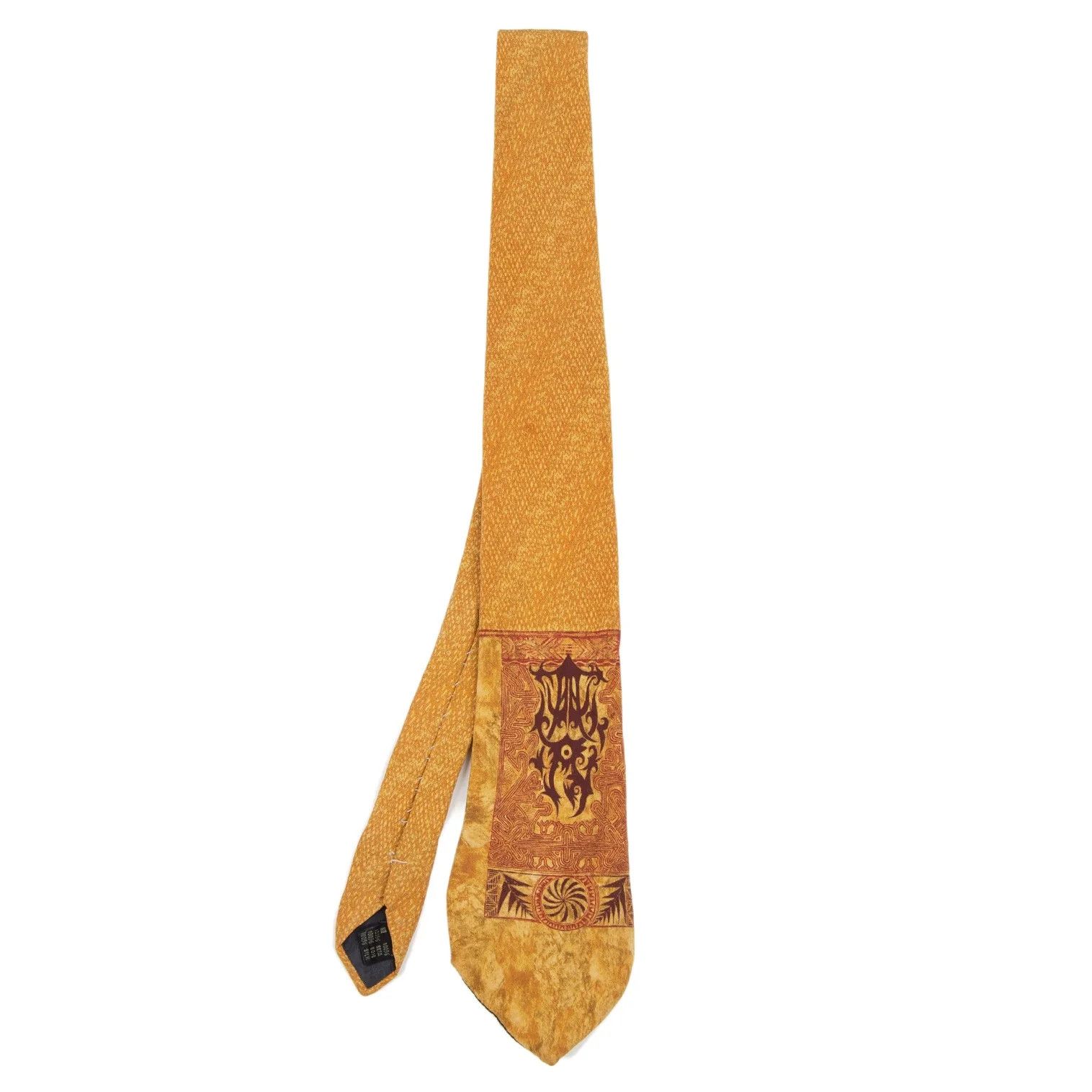 Jean Paul Gaultier Silk Rival Print Tie in Mustard Size ONE SIZE - 1 Thumbnail