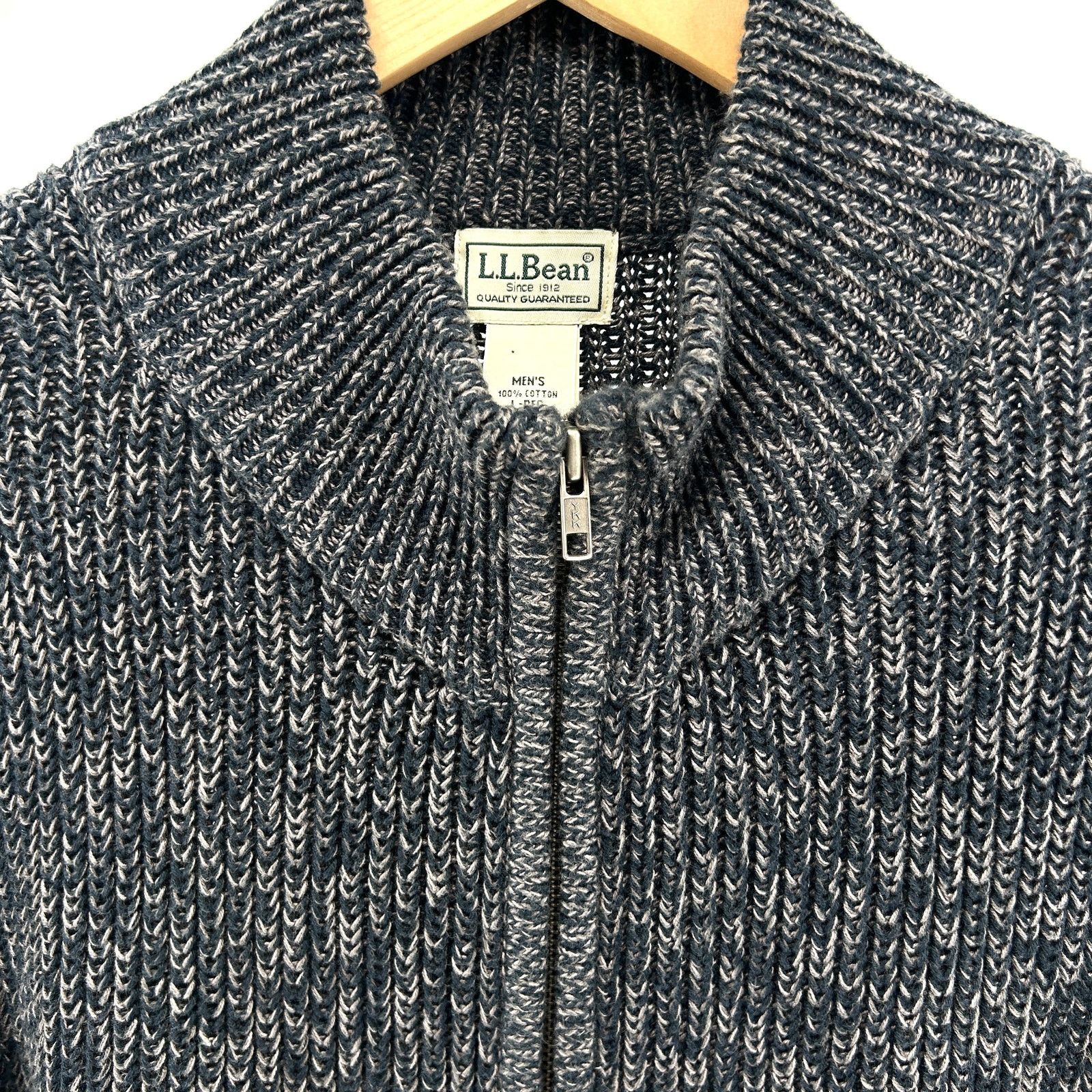 L.L. Bean Vintage Y2K Dark Indigo Grey 100% Cotton Full Zip Cardigan Size US L / EU 52-54 / 3 - 2 Thumbnail