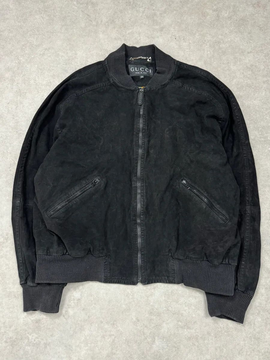 Gucci 2000s Gucci Black Suede Bomber Jacket Size US L / EU 52-54 / 3 - 1 Thumbnail