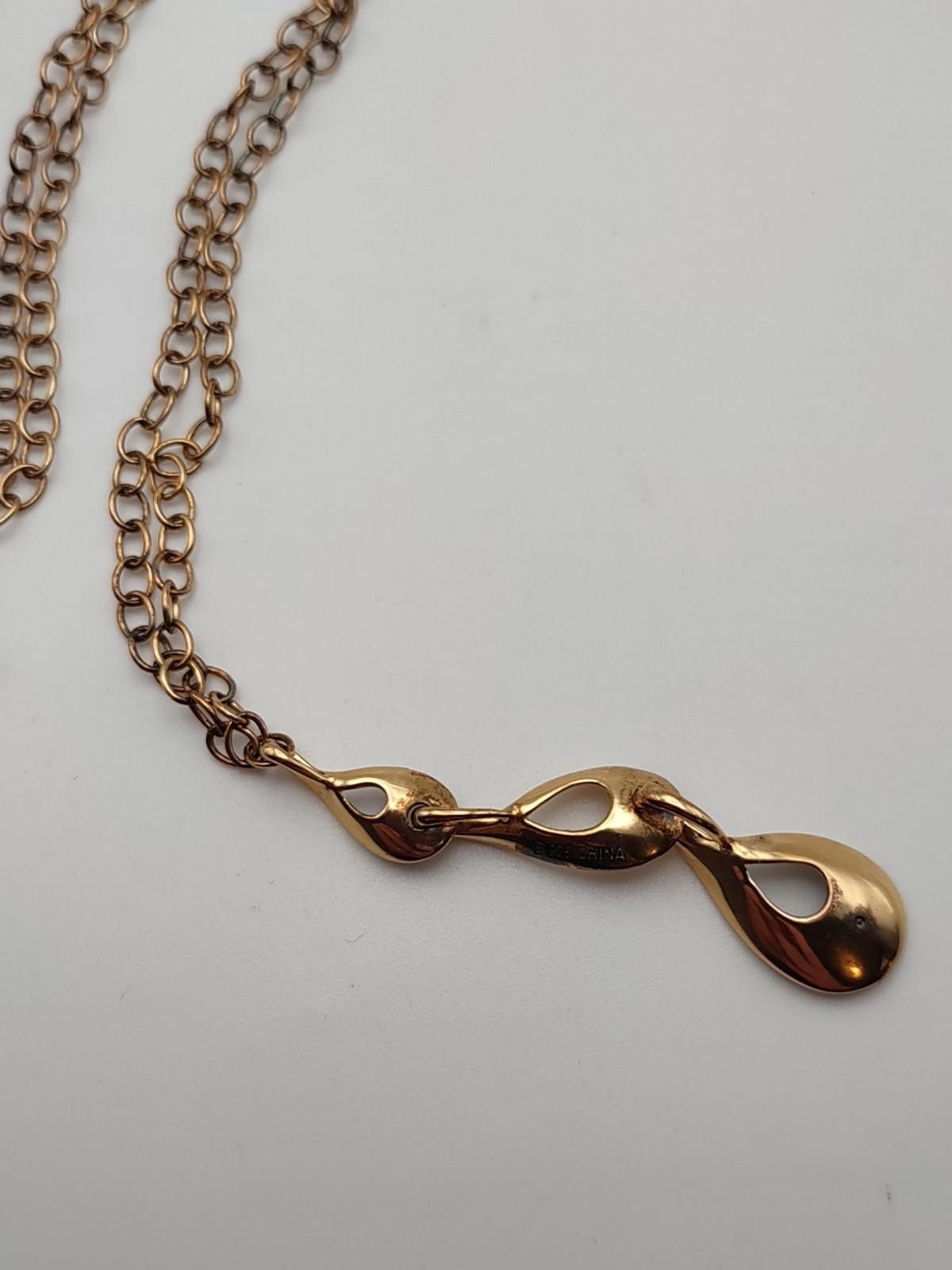 The Unbranded Brand 925 Gold Vermeil Sterling Silver CZ Teardrop Necklace 17" Size ONE SIZE - 5 Thumbnail