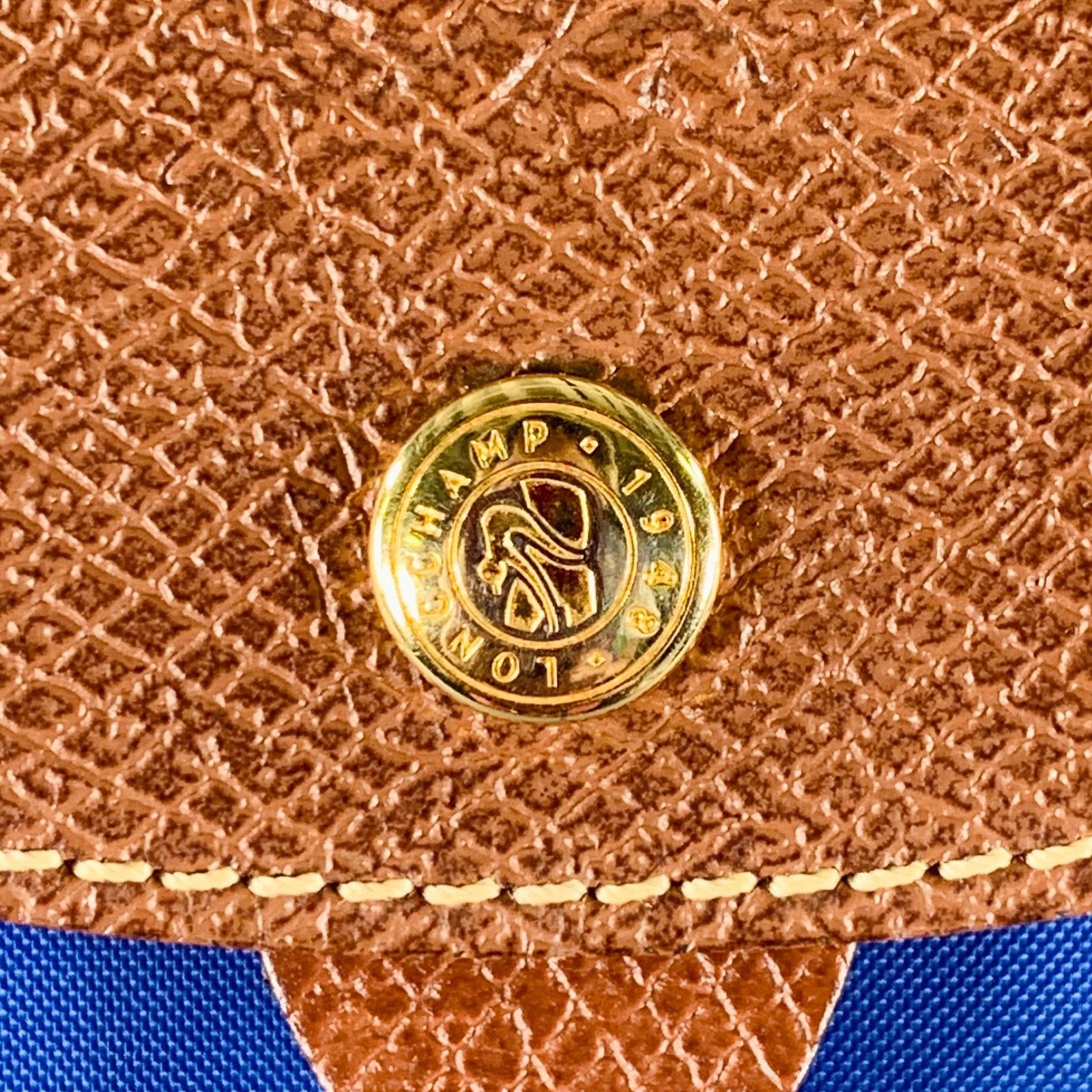 Longchamp Blue Brown Mixed Materials Nylon Leather Backpack Handbag Size ONE SIZE - 2 Thumbnail