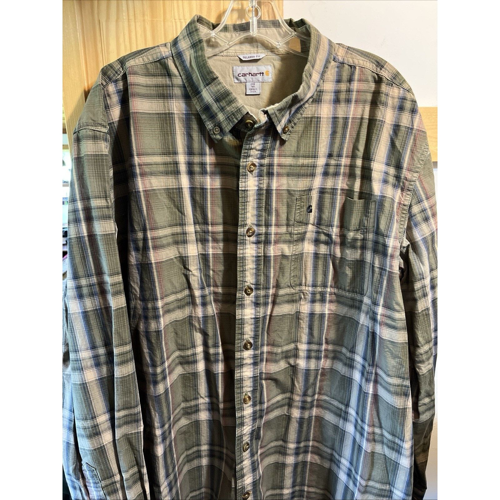 Carhartt Carhartt Shirt Men's XXLT Green Plaid Outdoor Relaxed Button Size US XXL / EU 58 / 5 - 8 Thumbnail