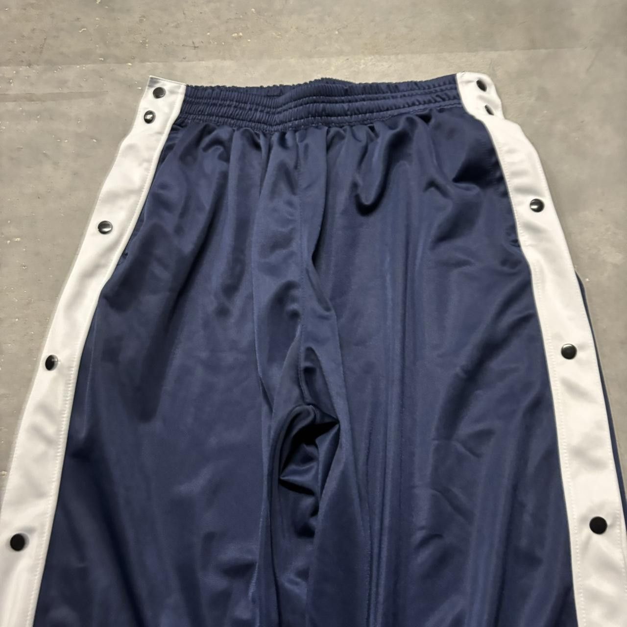 Japanese Brand × Vintage Crazy Vintage Y2K/2000s Navy Blue Striped Skater Tear-Away Essential Track Pants! Size US 30 / EU 46 - 3 Thumbnail