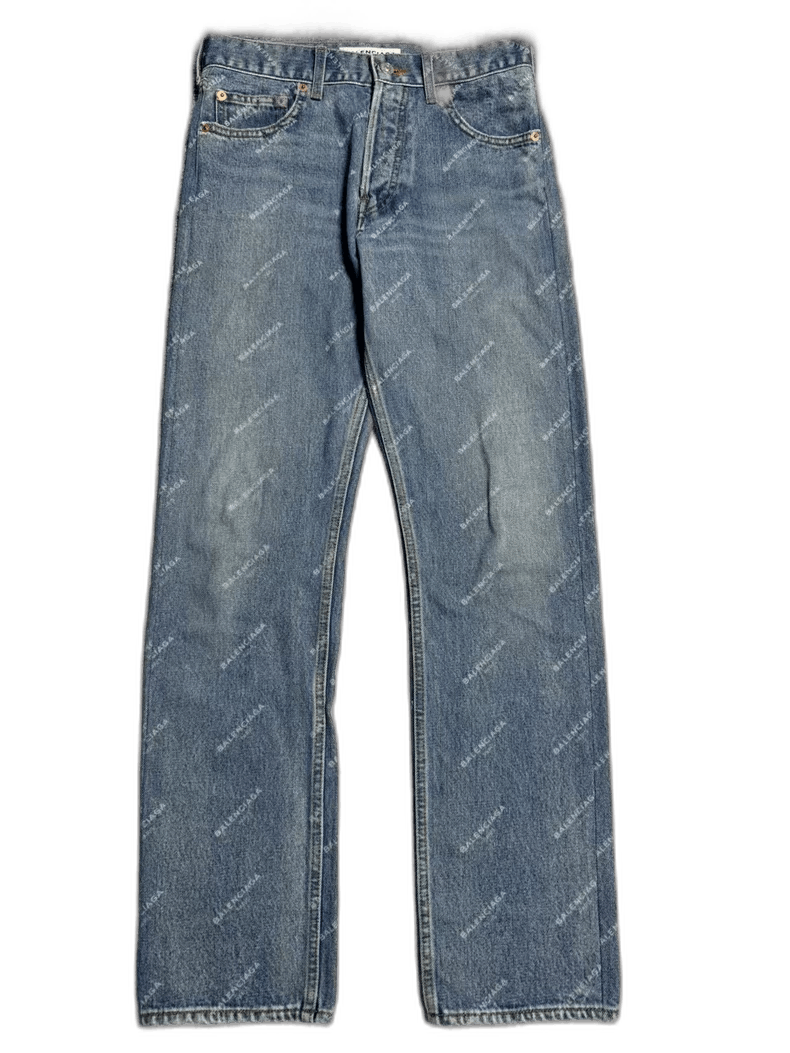 Balenciaga Balenciaga Blue Logo Print Denim Pants-2505 Size US 26 / EU 42 - 1 Thumbnail