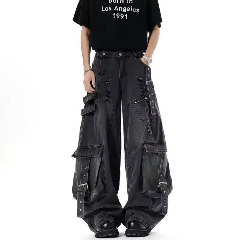 Japanese Brand VIBE Street Retro Heavyweight Multi-Pocket Cargo Jeans Size US 26 / EU 42 - 1 Thumbnail