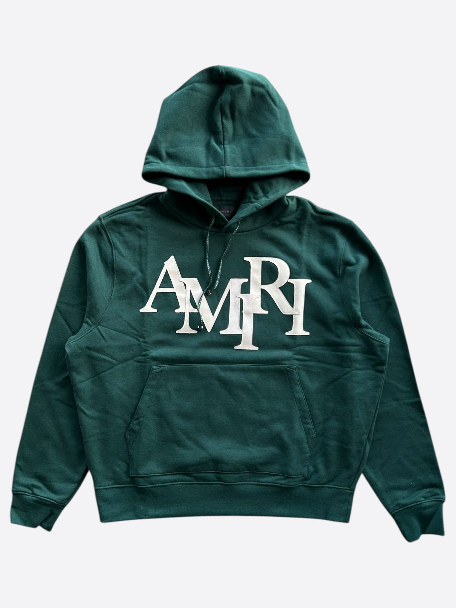 Amiri Amiri Green & White Staggered Logo Hoodie Size US XXL / EU 58 / 5 - 1 Thumbnail