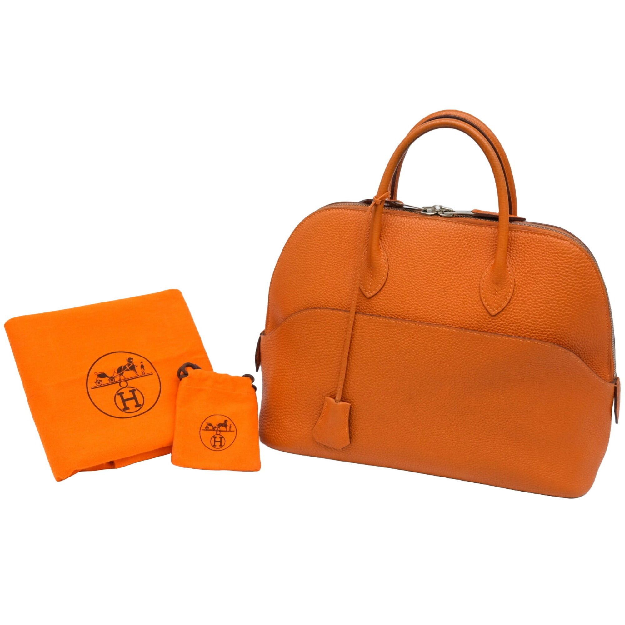 image of Hermes Bolide Taurillon Clemence 1923 30 Handbag Tote Bag Orange, Women's