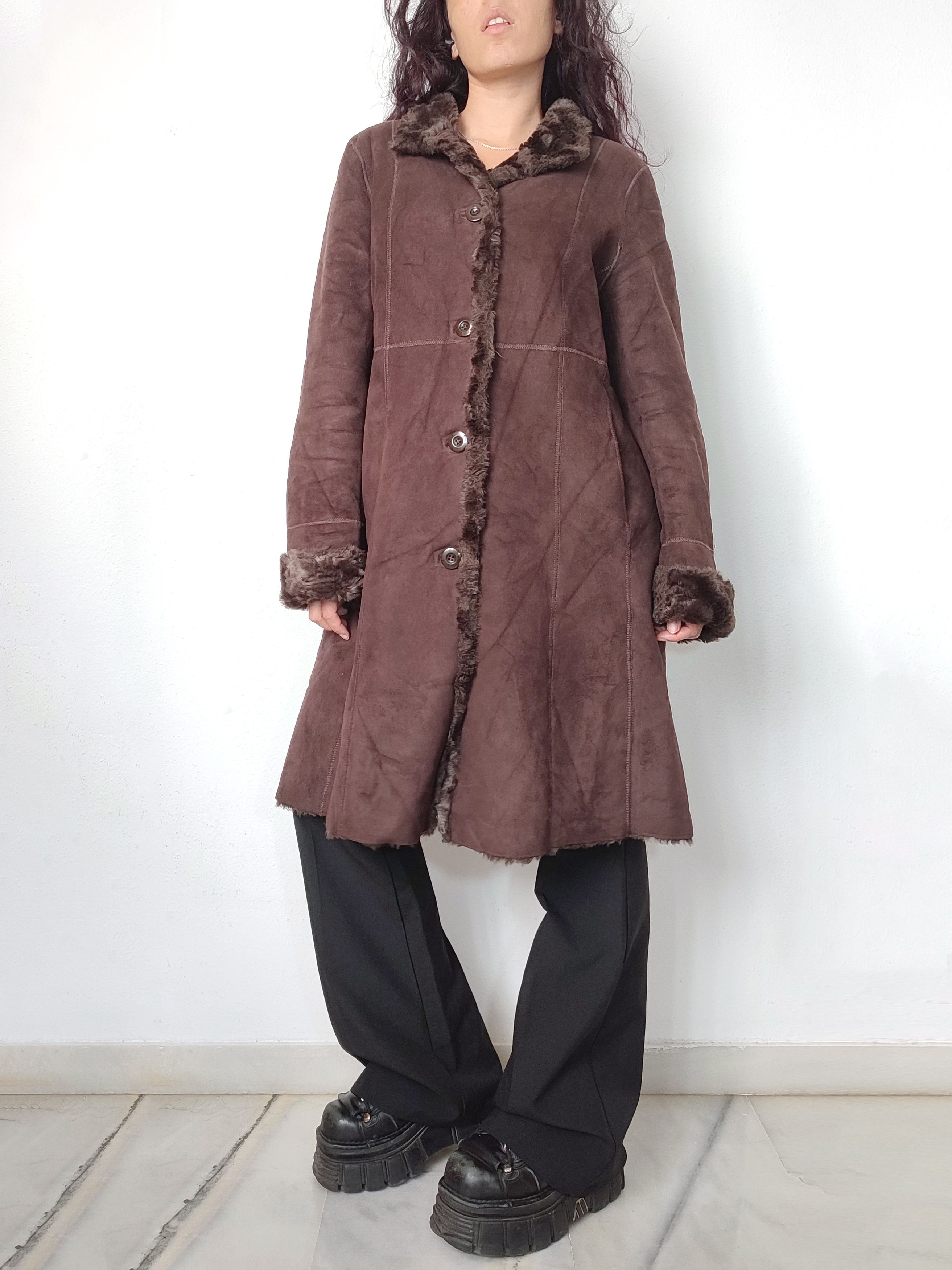 Vintage Y2k Vintage Faux Suede Penny Lane Coat in Brown Size XL / US 12-14 / IT 48-50 - 2 Thumbnail