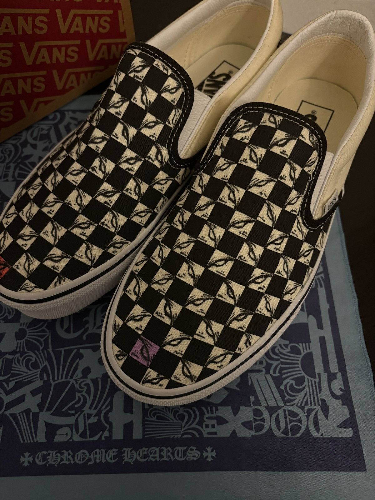 Vans Custom Matty Boy Inspired 99 White Checkered Slip On Vans Size US 8.5 / EU 41-42 - 6 Thumbnail
