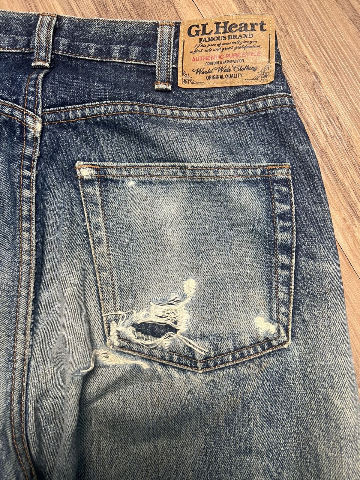 Japanese Brand Heart Denim P905 by Big John Corp Japan -Wide Leg Jeans (43) Size US 29 - 11 Thumbnail