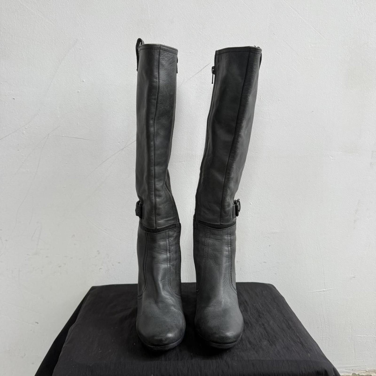 Other Billi Bi Knee High Wedge Leather Boots Grunge Size US 5 / IT 35 - 4 Thumbnail
