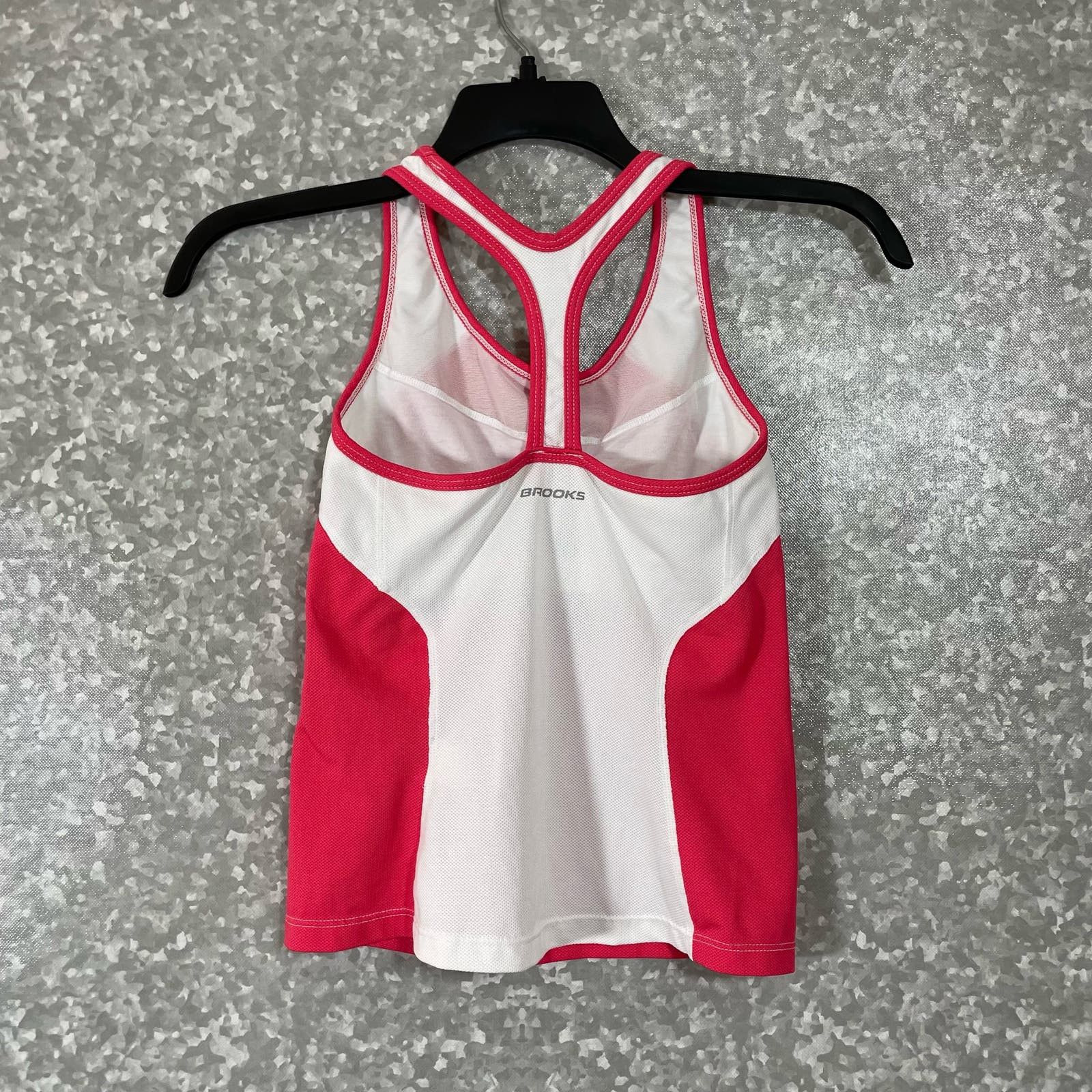 Brooks Brooks Pink & White Racerback Running Tank Top - Size Medium Size M / US 6-8 / IT 42-44 - 8 Thumbnail