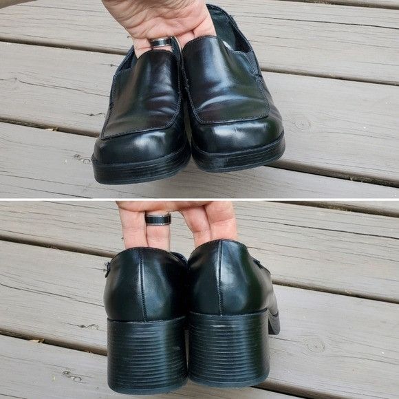 Vintage Vintage 90s y2k Mudd Sharpe Black Vegan Leather Chunky Heels Size US 9 / IT 39 - 7 Thumbnail