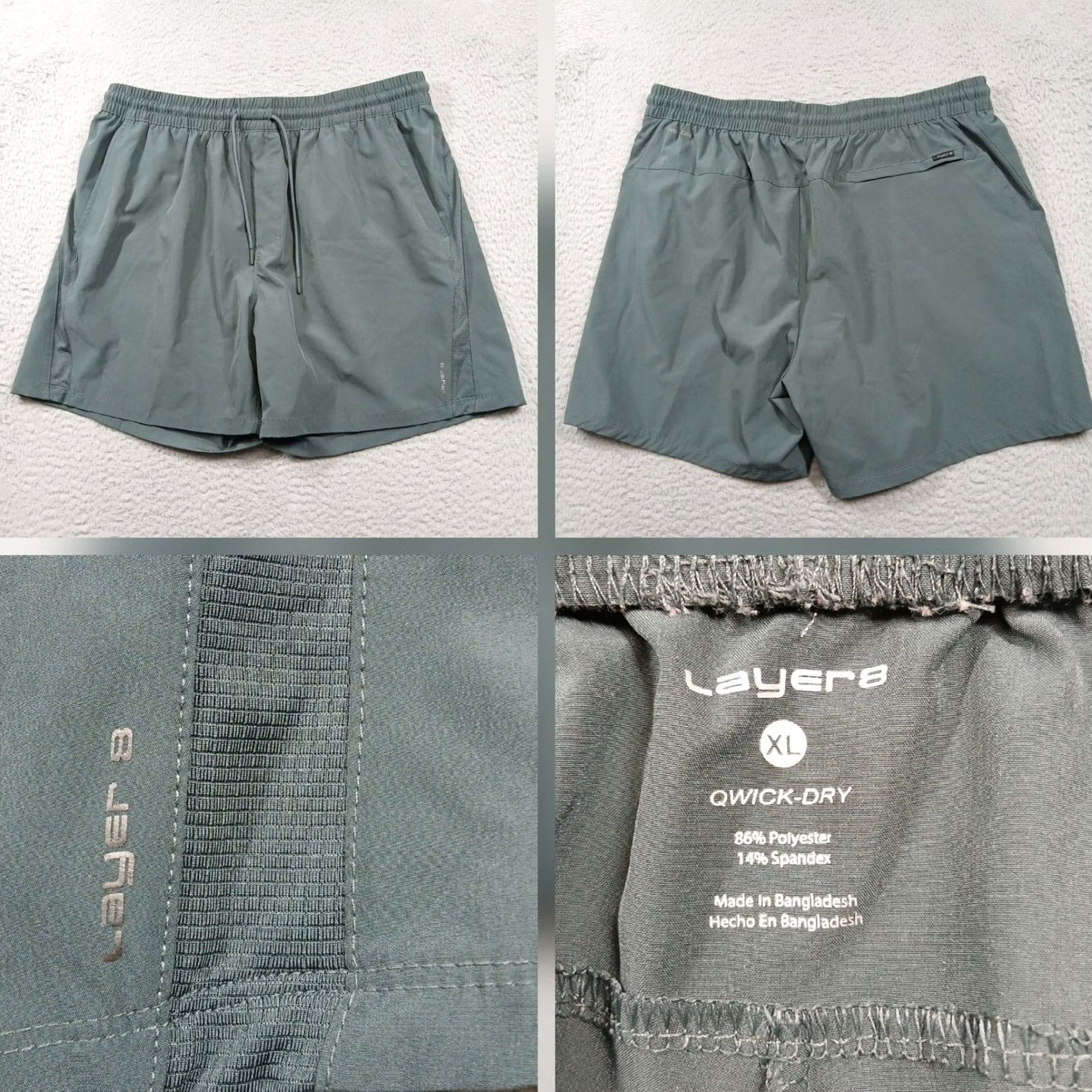 Layer 8 VINTAGE[No] Layers Quick-Dry Athletic Shorts Men's XL Green Drawstring Performance Size US 36 / EU 52 - 2 Thumbnail