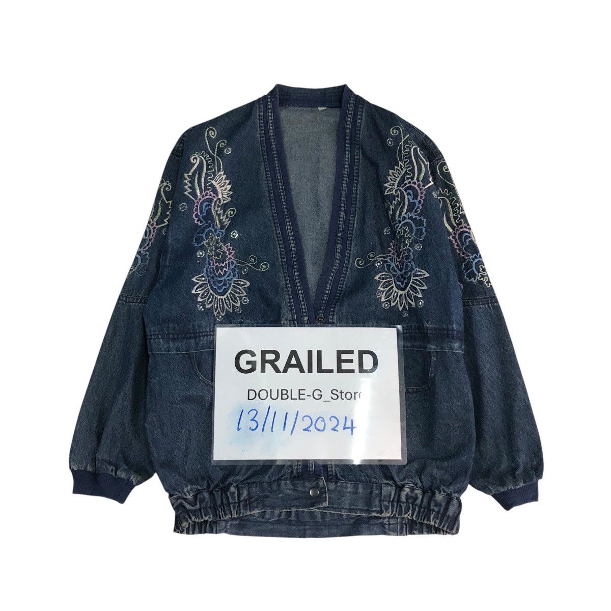 Vintage 📌Vintage Denim Cardigan Bomber Jacket Unknown Brand Japan Size US M / EU 48-50 / 2 - 1 Thumbnail