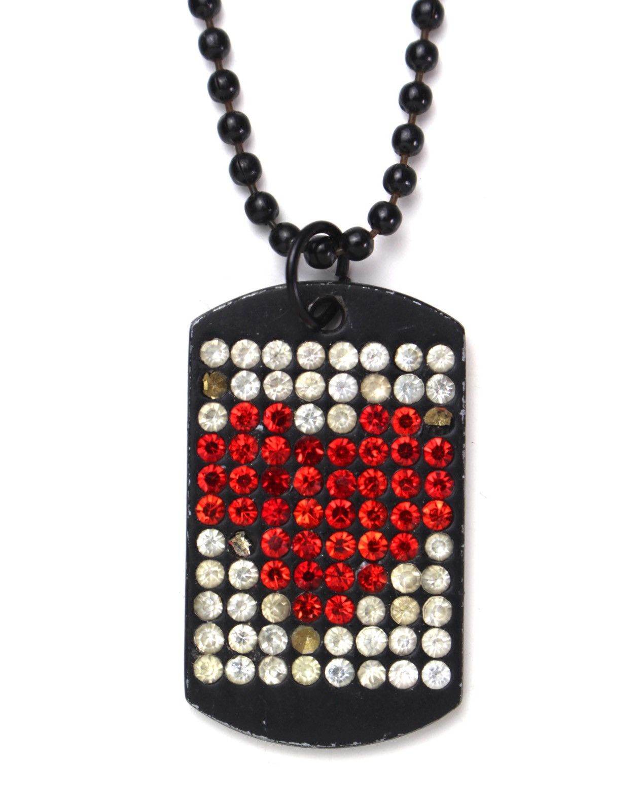 Vintage 2000S JAPANESE MADE BLACK HEARTBEAT DOG TAG NECKLACE Size ONE SIZE - 1 Thumbnail