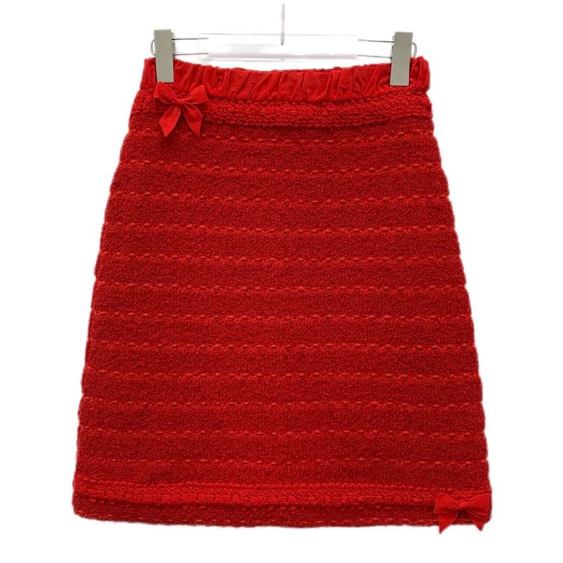 Gucci Red Bow Knit Wool Mini Skirt-dmc Size 22" - 1 Thumbnail