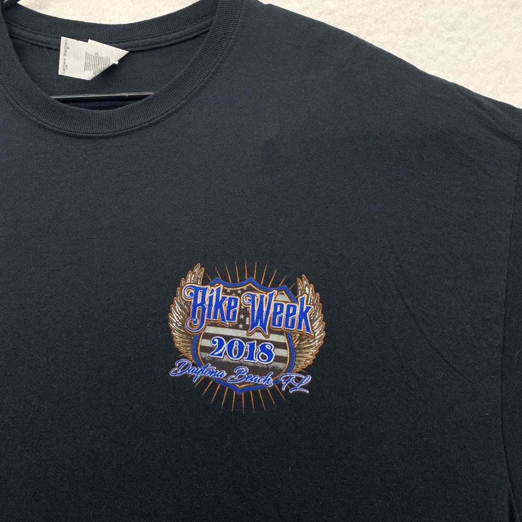 Gildan Daytona Beach Bike Week Graphic T-Shirt Mens 2XL XXL Black Eagle USA Flag 2018 Size US XXL / EU 58 / 5 - 3 Thumbnail