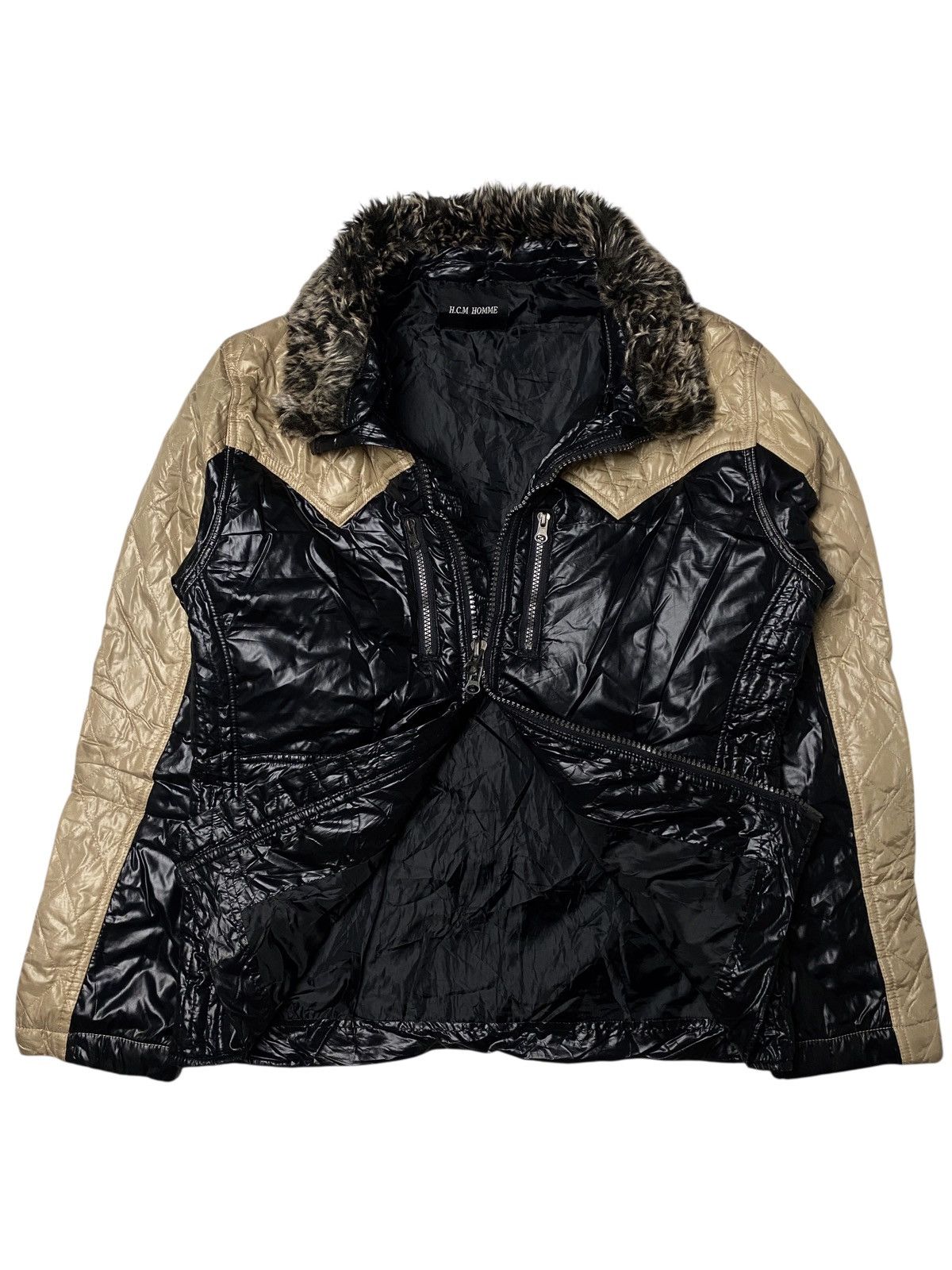 If Six Was Nine 2000's H.C.M Homme Fur Puffer Zip Jacket Size US L / EU 52-54 / 3 - 2 Thumbnail