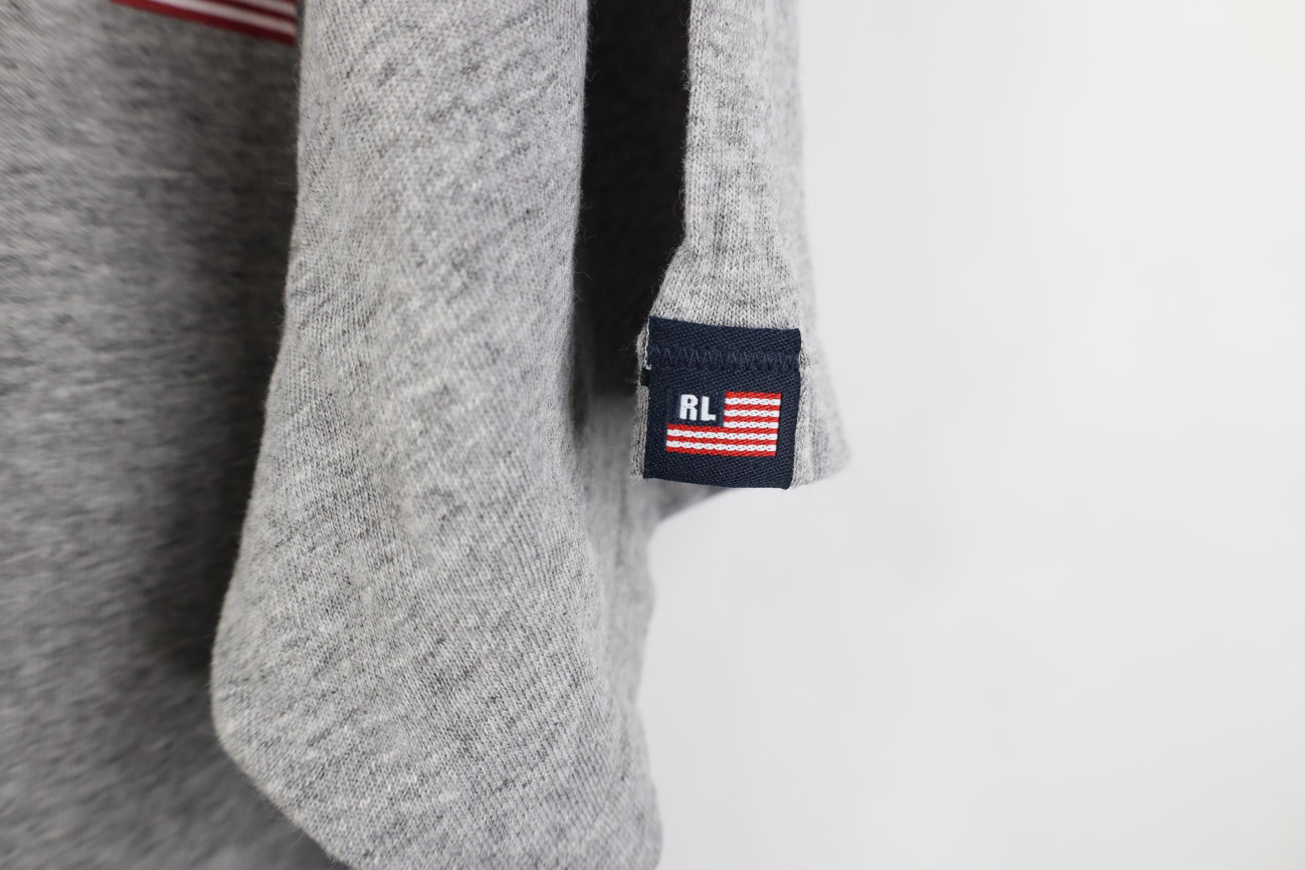 Polo Ralph Lauren Deadstock Vintage 90s Ralph Lauren Striped Logo T-Shirt Gray Size US L / EU 52-54 / 3 - 4 Thumbnail