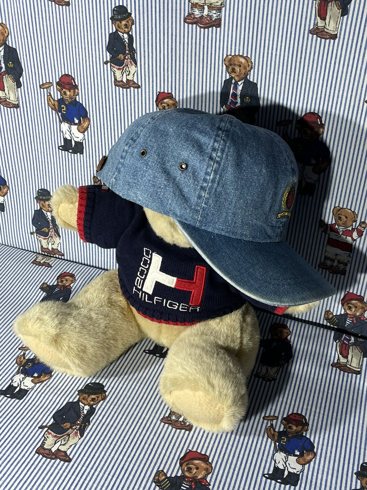 Tommy Hilfiger × Vintage Cap Tommy Hilfiger Lion Crest Denim OG Vintage 90’s Size ONE SIZE - 5 Thumbnail
