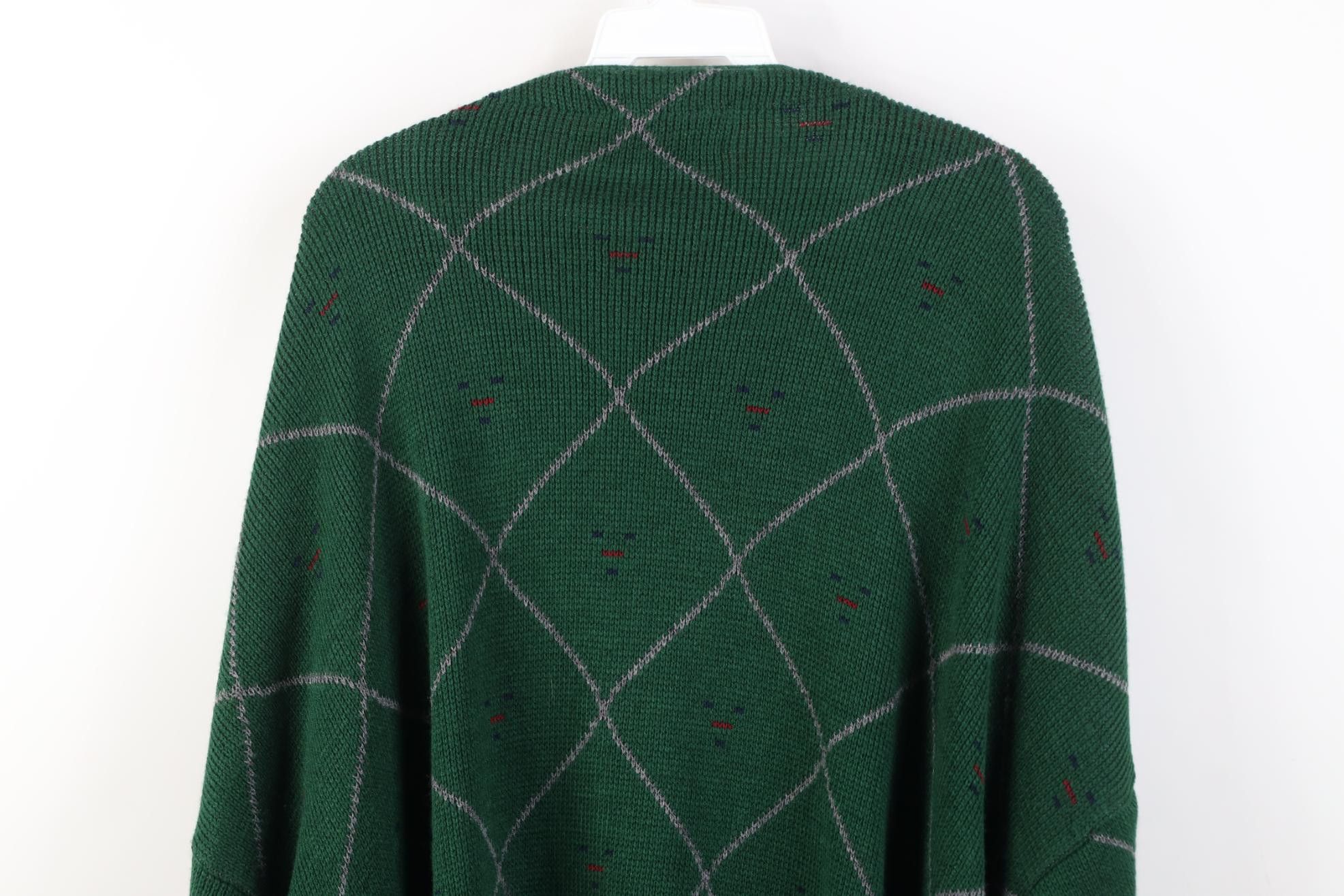 Vintage Vintage 90s Streetwear Argyle Diamond Knit Cardigan Sweater Size US XL / EU 56 / 4 - 9 Thumbnail