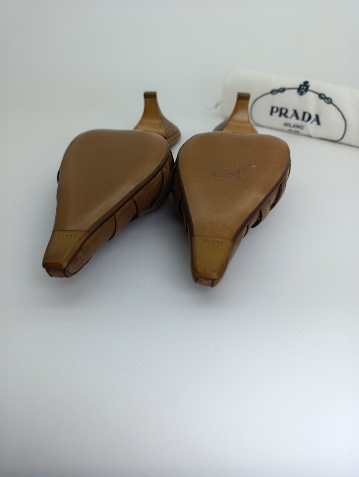 Prada 00s PRADA WHIMSICAL BRAIDED LEATHER POINTY MULES HEELS Size US 11 / IT 41 - 22 Thumbnail