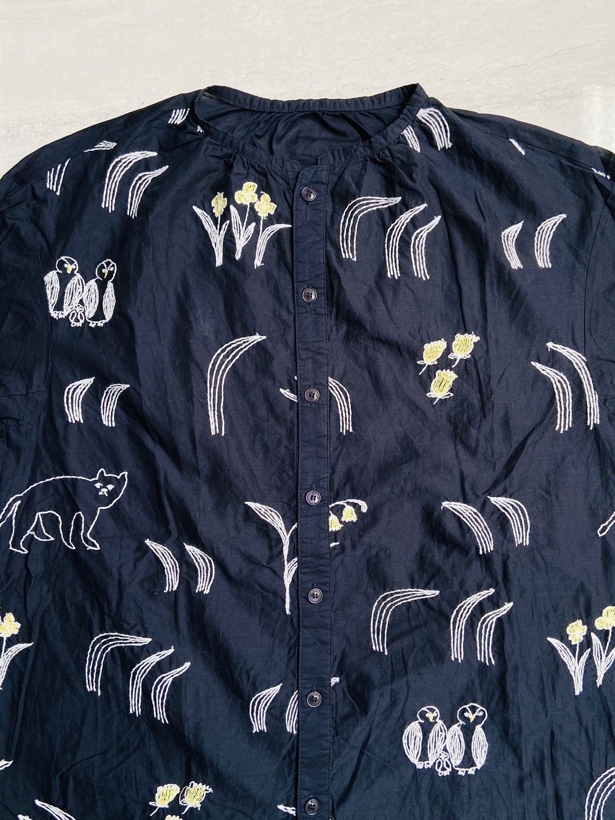 Issey Miyake × Ne-Net Ne-Net Navy Shirt Animal and Flower motif Size US L / EU 52-54 / 3 - 3 Thumbnail