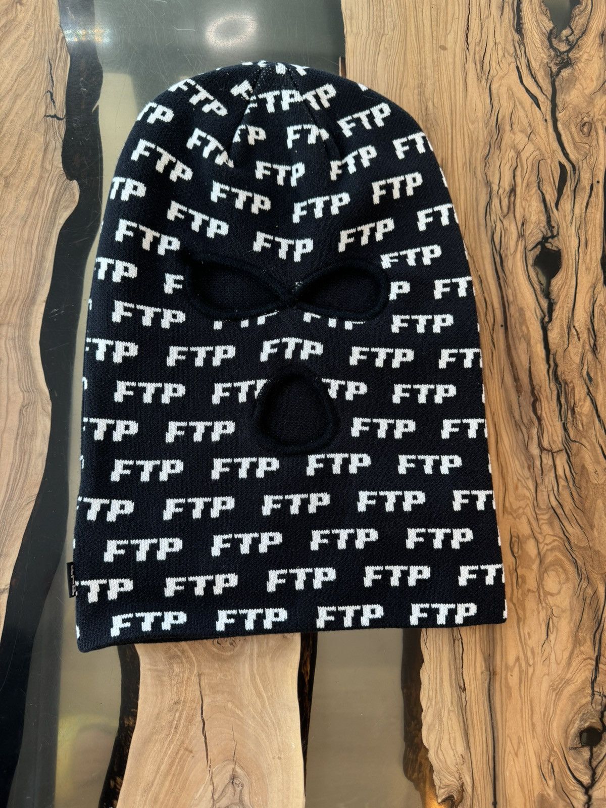 Hype FTP ALLOVER LOGO 3-HOLE SKI MASK (BLACK) | Grailed